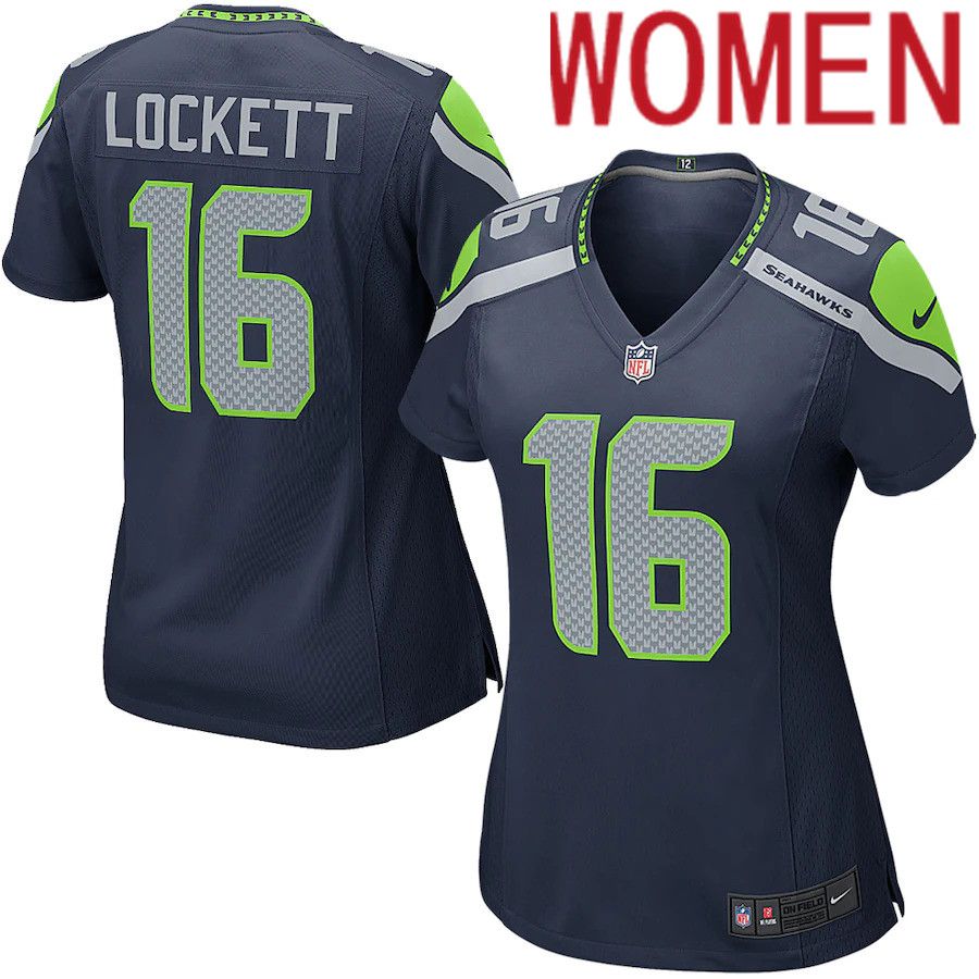 Women Seattle Seahawks #16 Tyler Lockett Nike Navy Game Player NFL Jersey